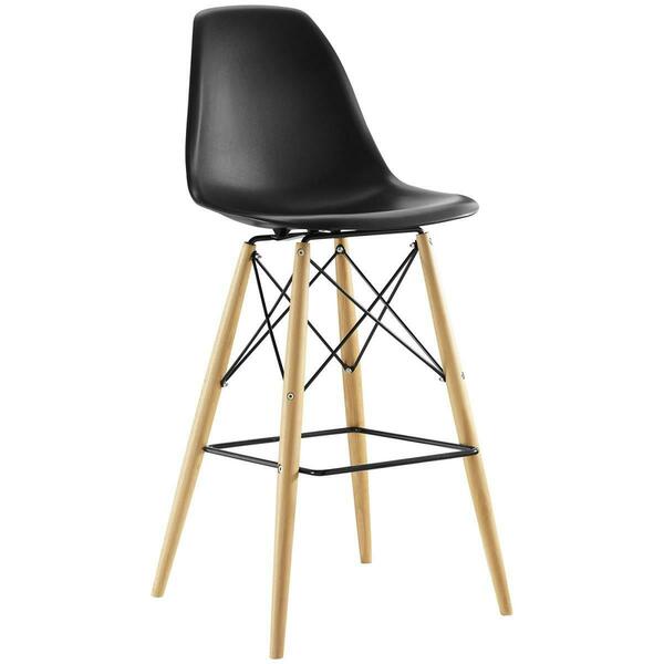 Primewir Pyramid Bar Stool in Black ABS on Beech Legs with Steel Wire EEI-1701-BLK